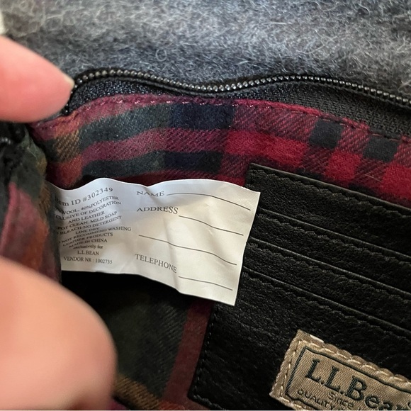 VTG L.L. Bean Small Wool Blend Leather Wristlet Purse Wallet Gray/Black EUC - Picture 7 of 12